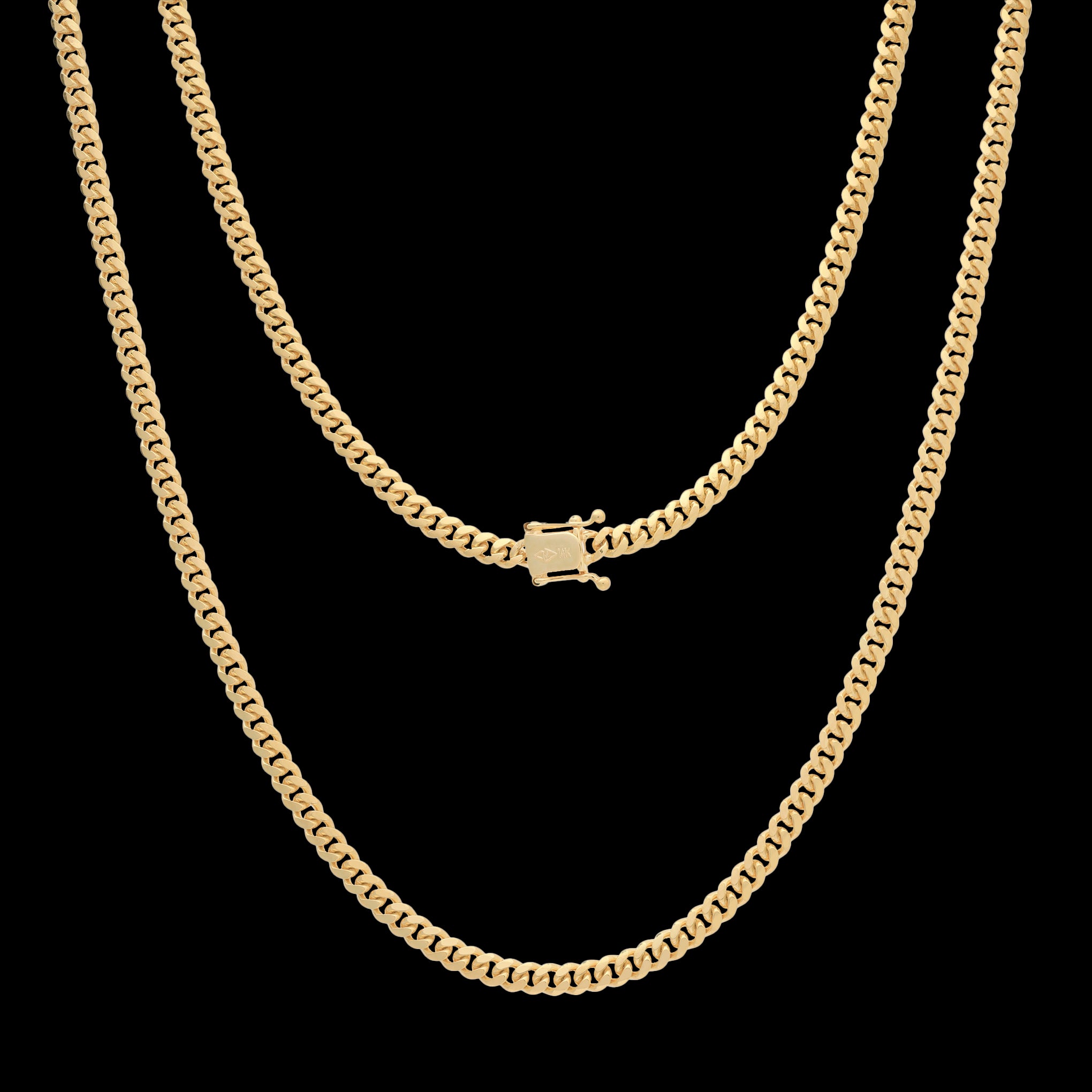 Cuban Link 4mm Box Clasp (Solid Gold) Chain