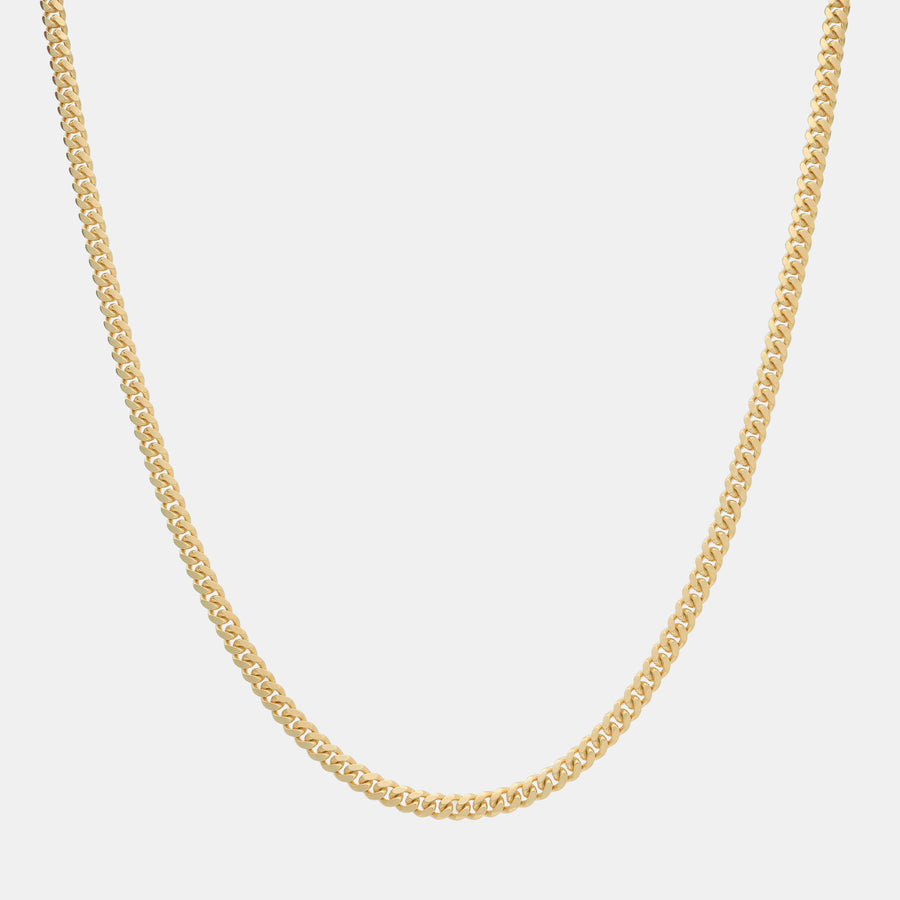 Cuban Link 4mm Box Clasp (Solid Gold) Chain