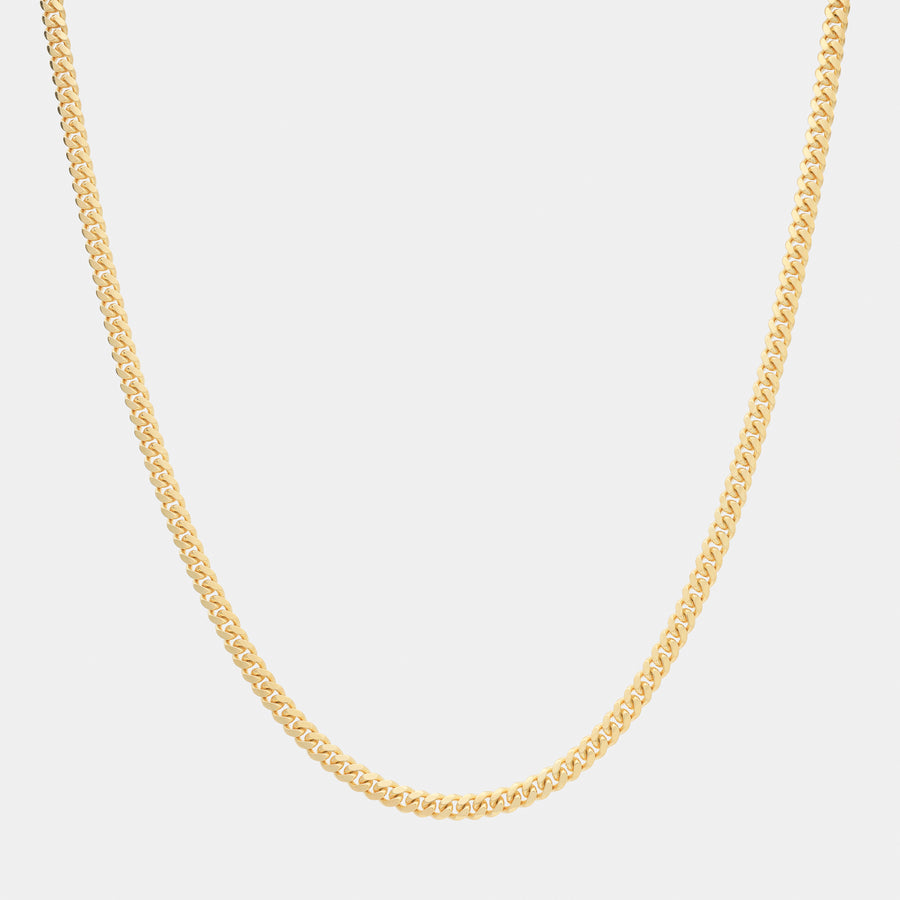 Cuban Link 4mm Box Clasp (Solid Gold) Chain
