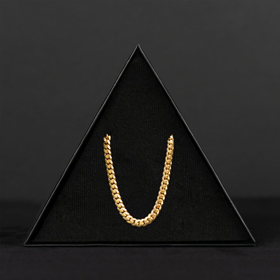 Cuban Link 4mm Box Clasp (Solid Gold) Chain