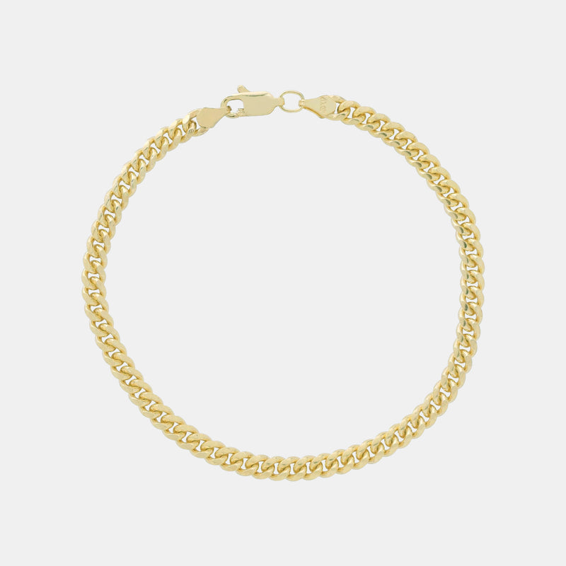 4mm Solid Gold Cuban Link Bracelet
