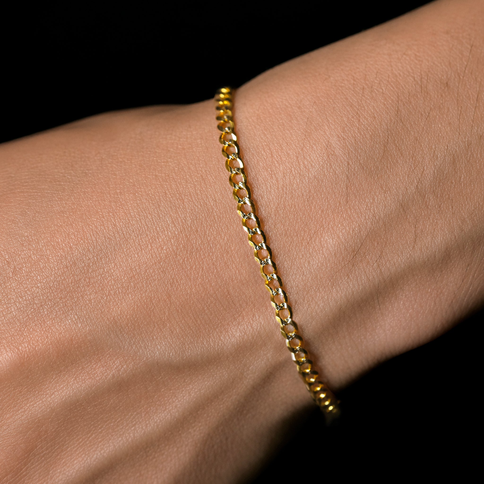 Curb Pavé 3mm (Solid Gold) Bracelet