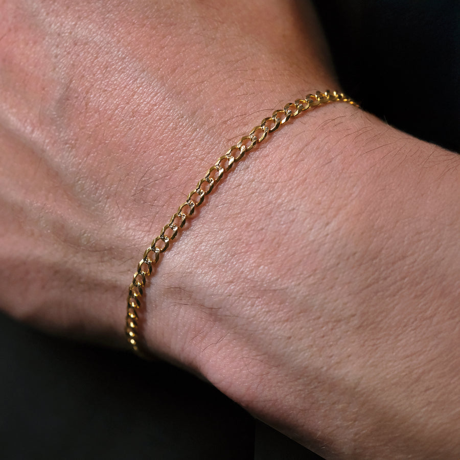 Curb Pavé 3mm (Solid Gold) Bracelet