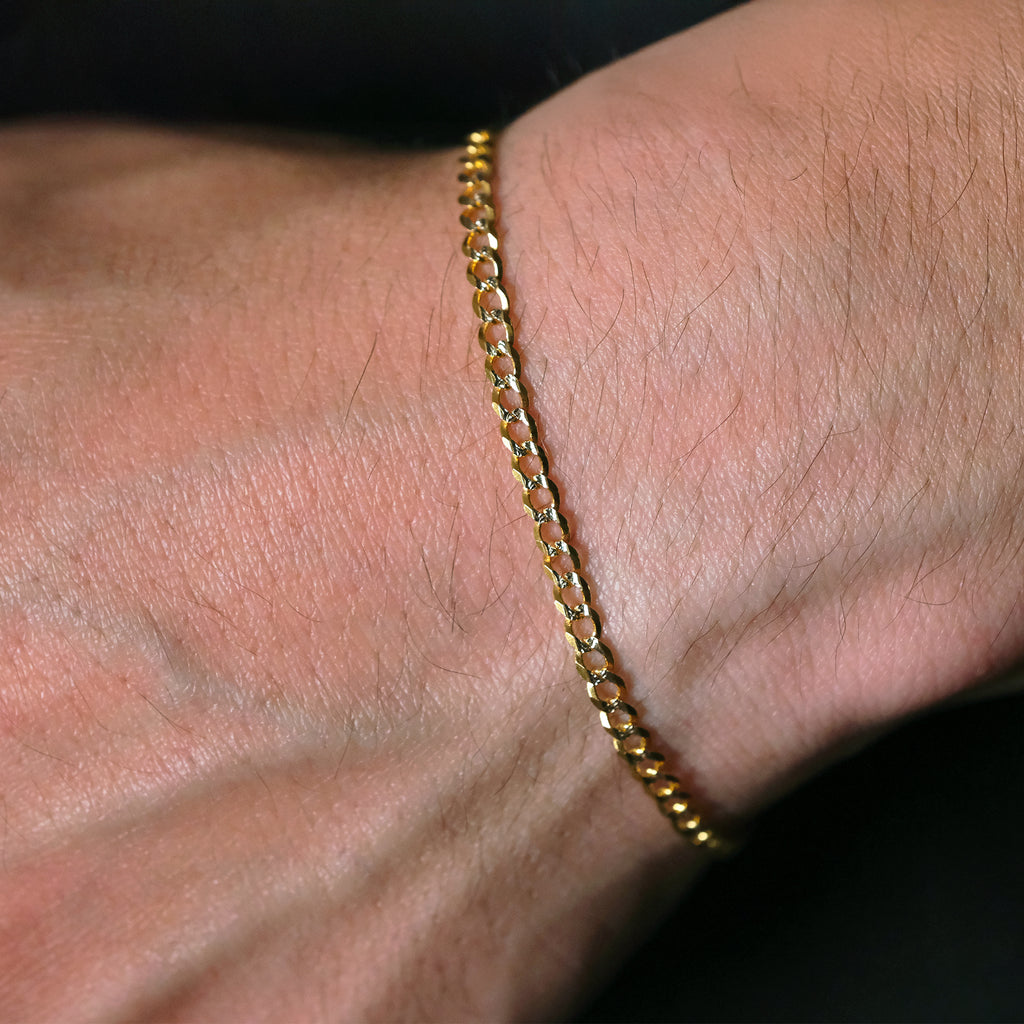 Curb Pavé 3mm (Solid Gold) Bracelet