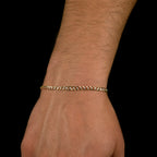 Solid Gold 3mm Pave Curb Bracelet