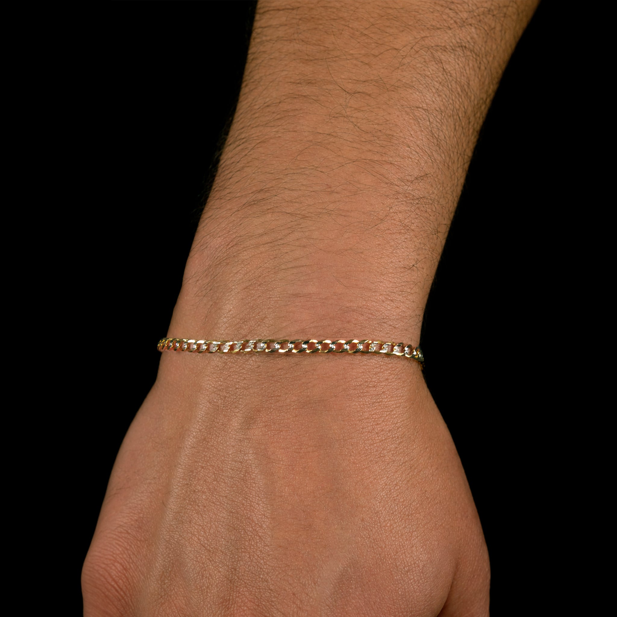 Curb Pavé 3mm (Solid Gold) Bracelet