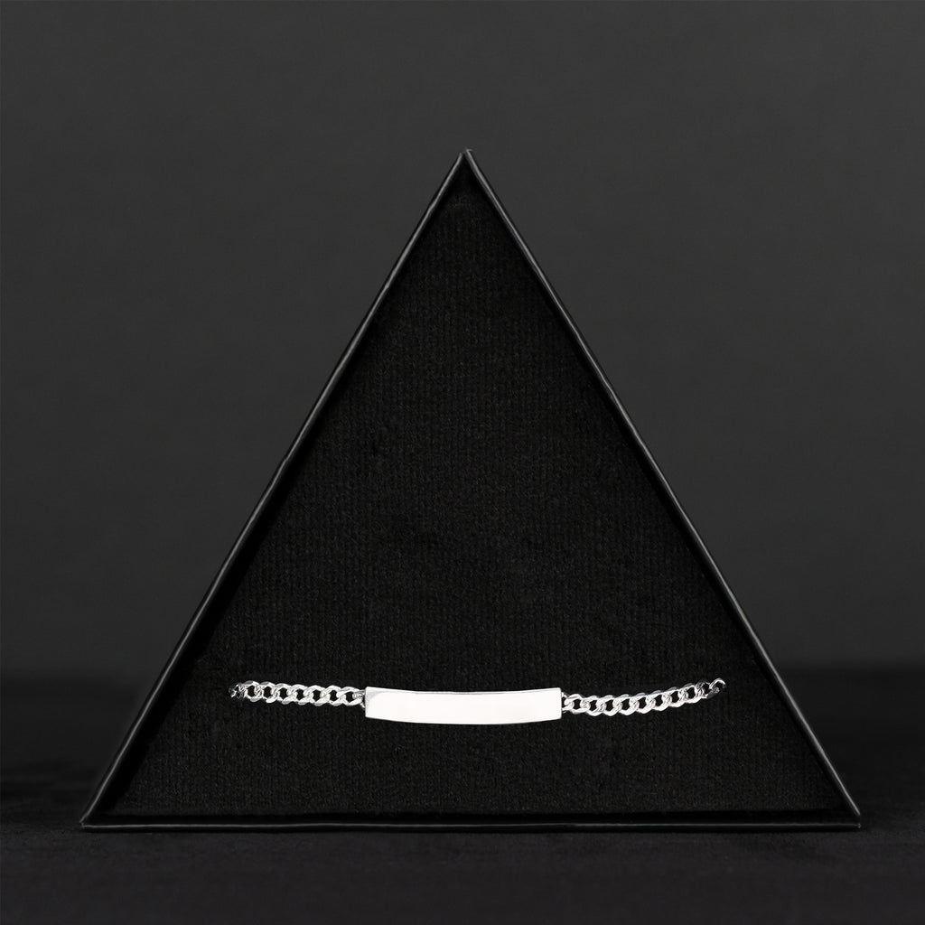 Curb Zegrinada 4mm (Curved Plate 6mm Silver) Bangle