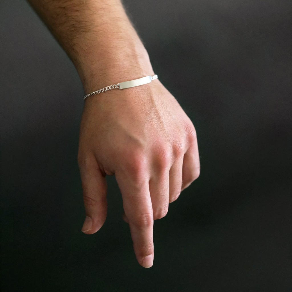 Curb Zegrinada 4mm (Curved Plate 6mm Silver) Bangle