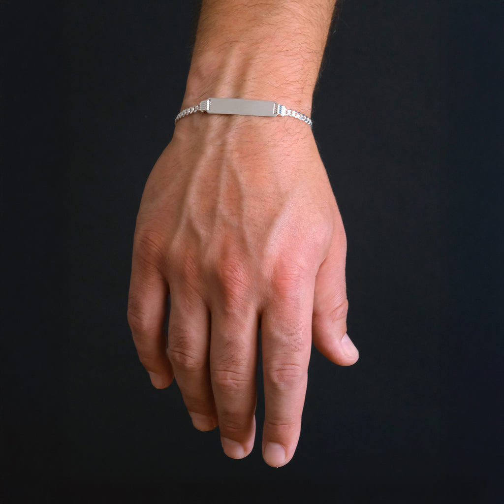 Curb Zegrinada 4mm (Oval Plate 6mm Silver) Bangle