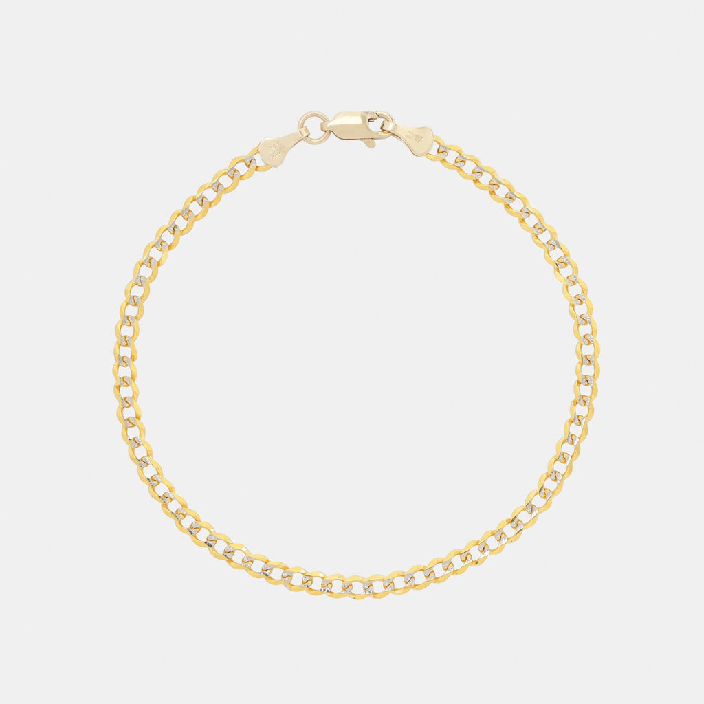 Curb Pavé 3mm (Solid Gold) Bracelet