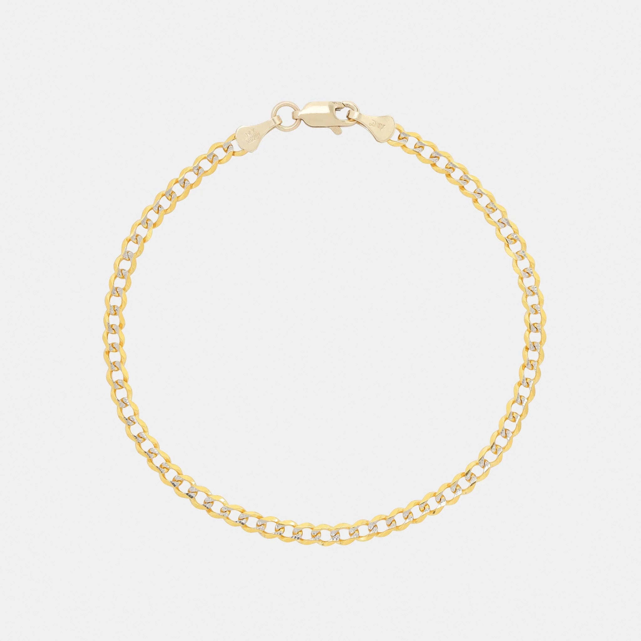 Curb Pavé 3mm (Solid Gold) Bracelet