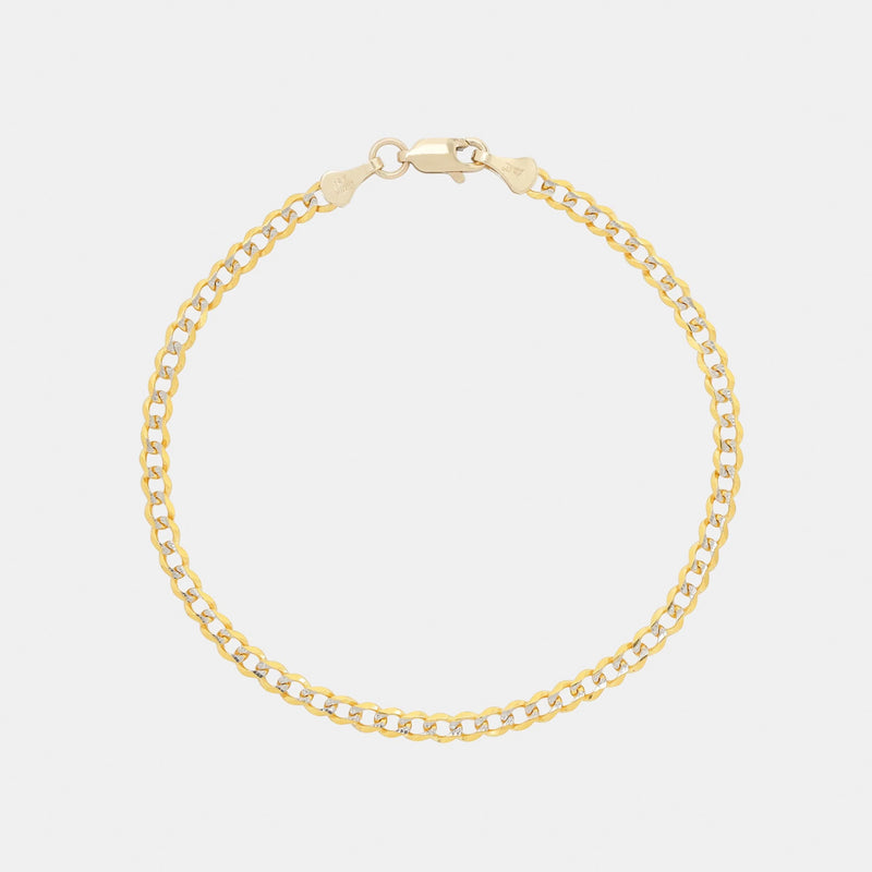 Solid Gold 3mm Pave Curb Bracelet