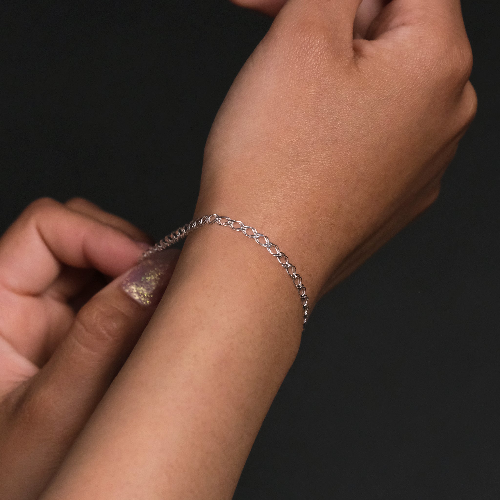 Double Rhombus 3mm (Silver) Bracelet