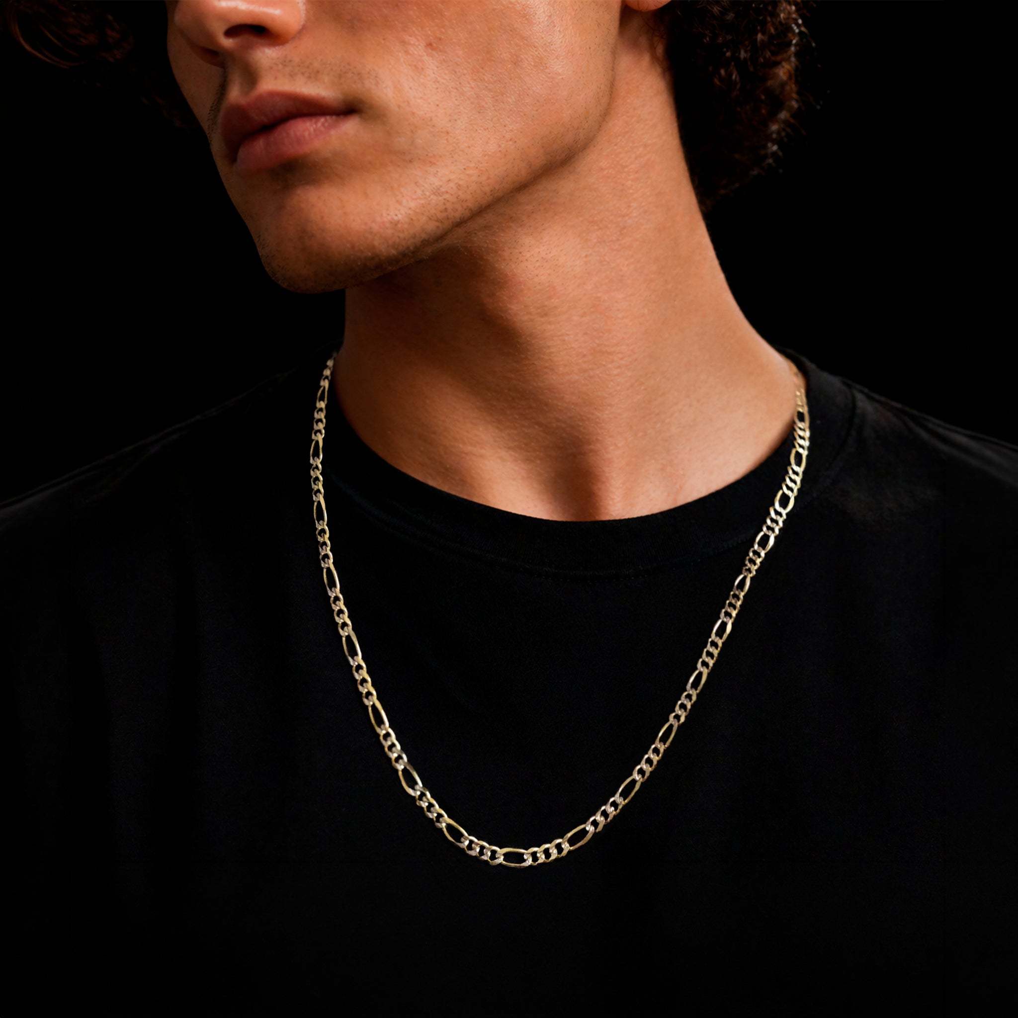 Figaro 3X1 Pave 5mm (Solid Gold) Chain