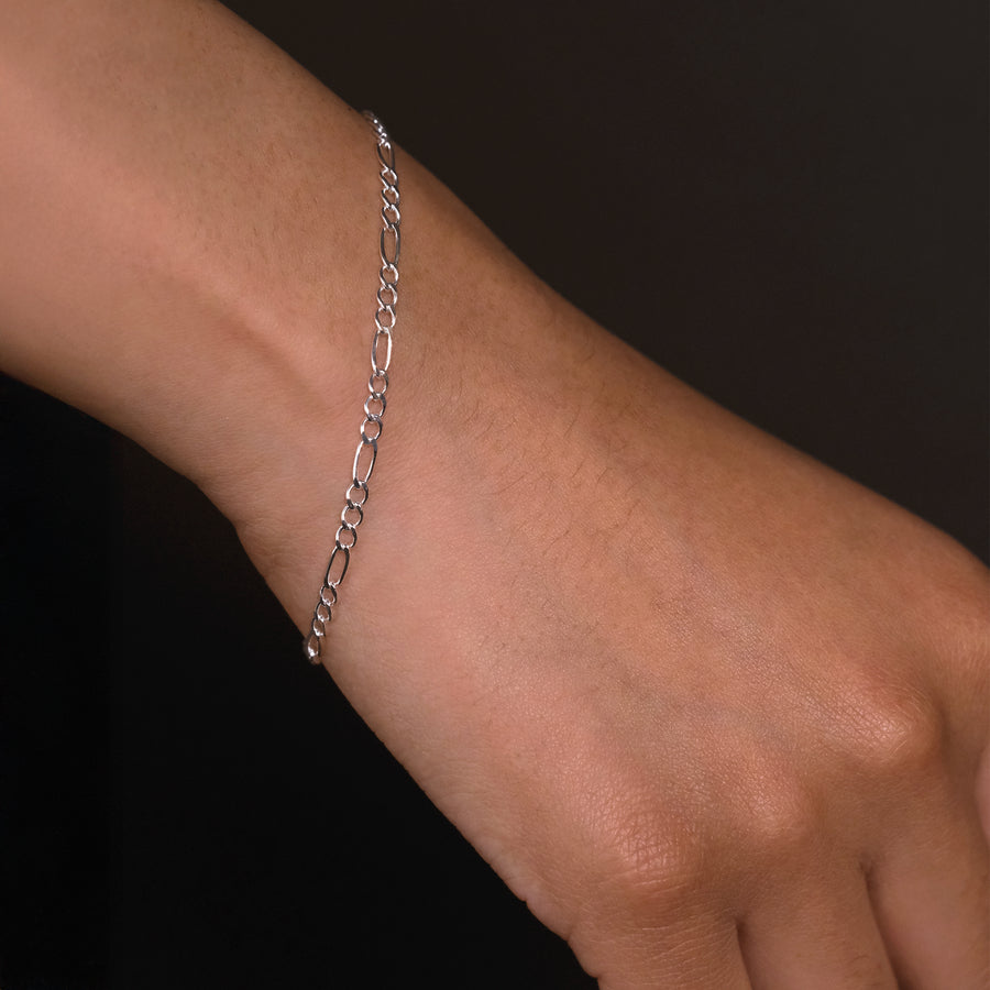 Figaro 3x1 3mm (Silver) Bracelet