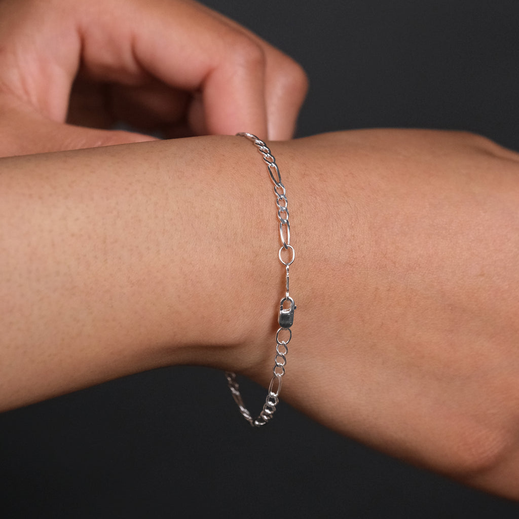 Figaro 3x1 3mm (Silver) Bracelet