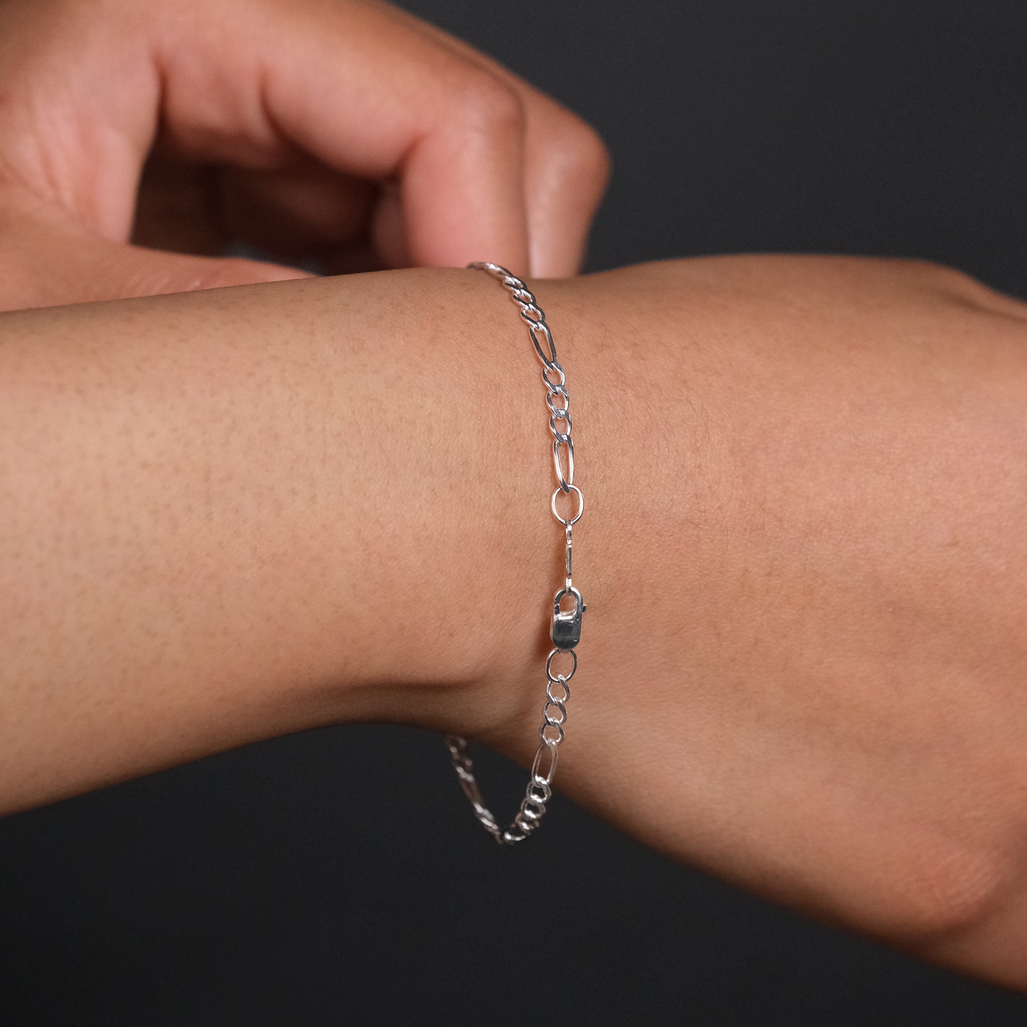 Figaro 3x1 3mm (Silver) Bracelet