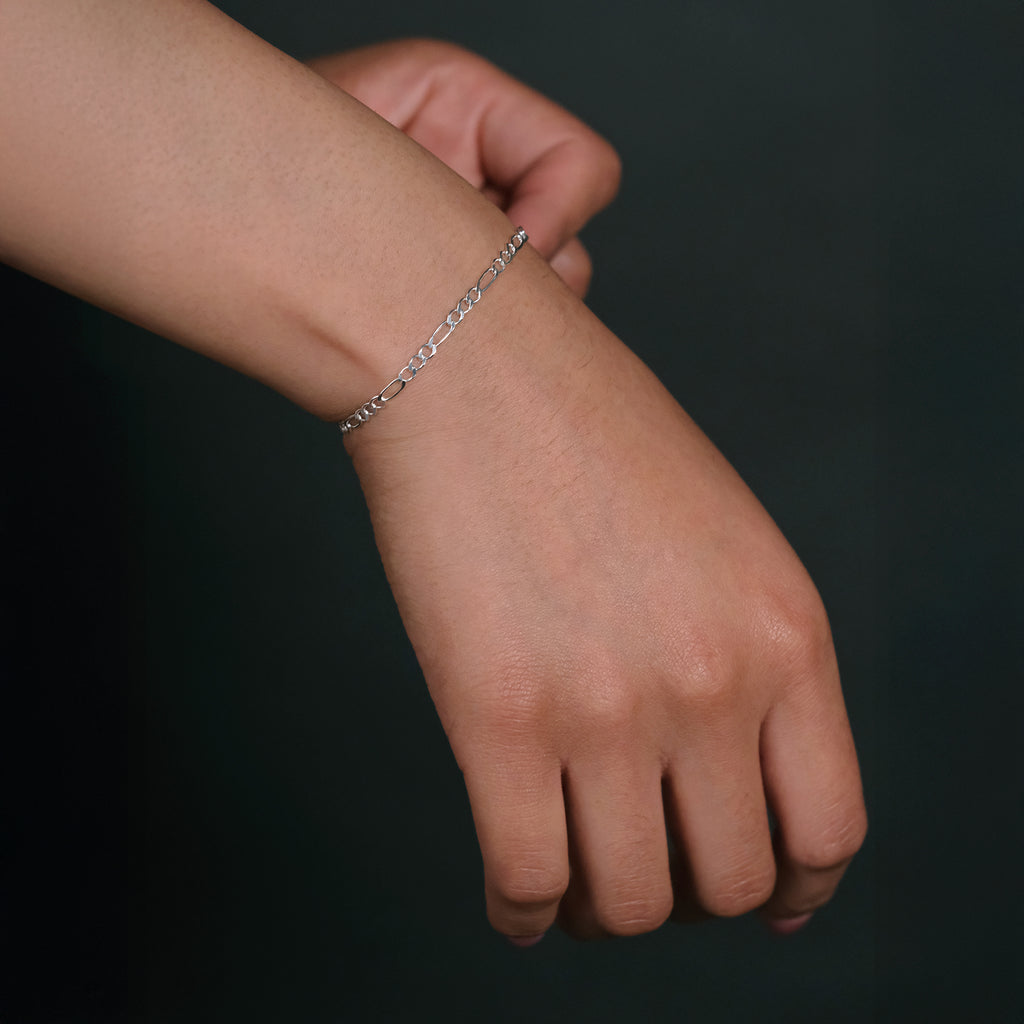 Figaro 3x1 3mm (Silver) Bracelet