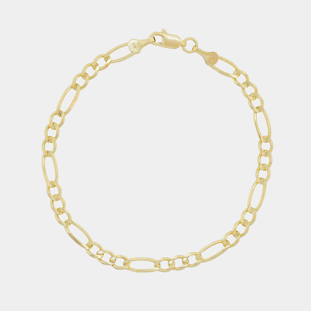 Figaro 3X1 4mm (Solid Gold) Bracelet