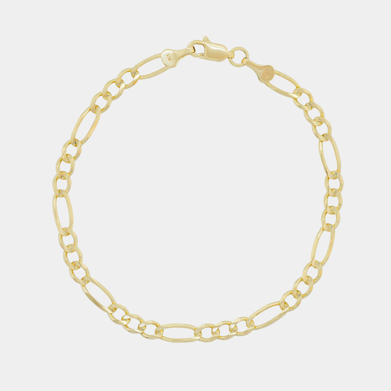 Figaro 3X1 4mm (Solid Gold) Bracelet