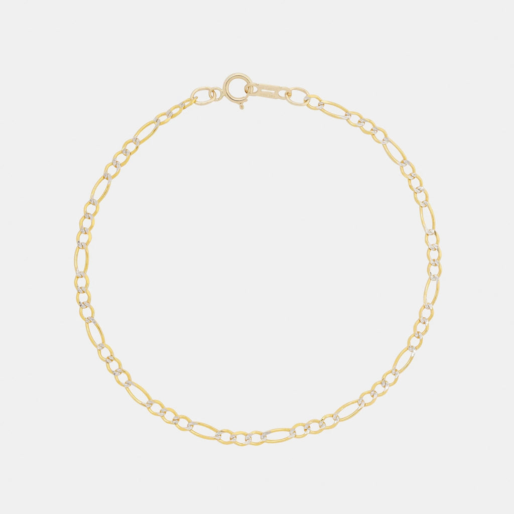 Figaro 3X1 Pave 2mm (Solid Gold) Bracelet