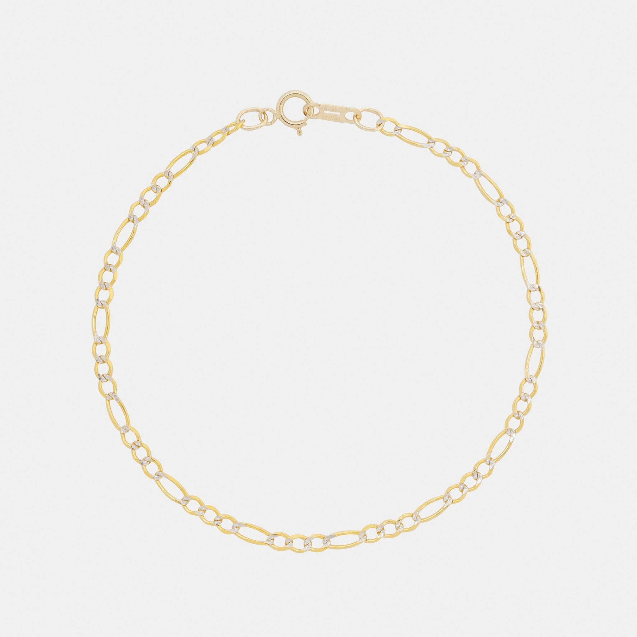 Figaro 3X1 Pave 2mm (Solid Gold) Bracelet