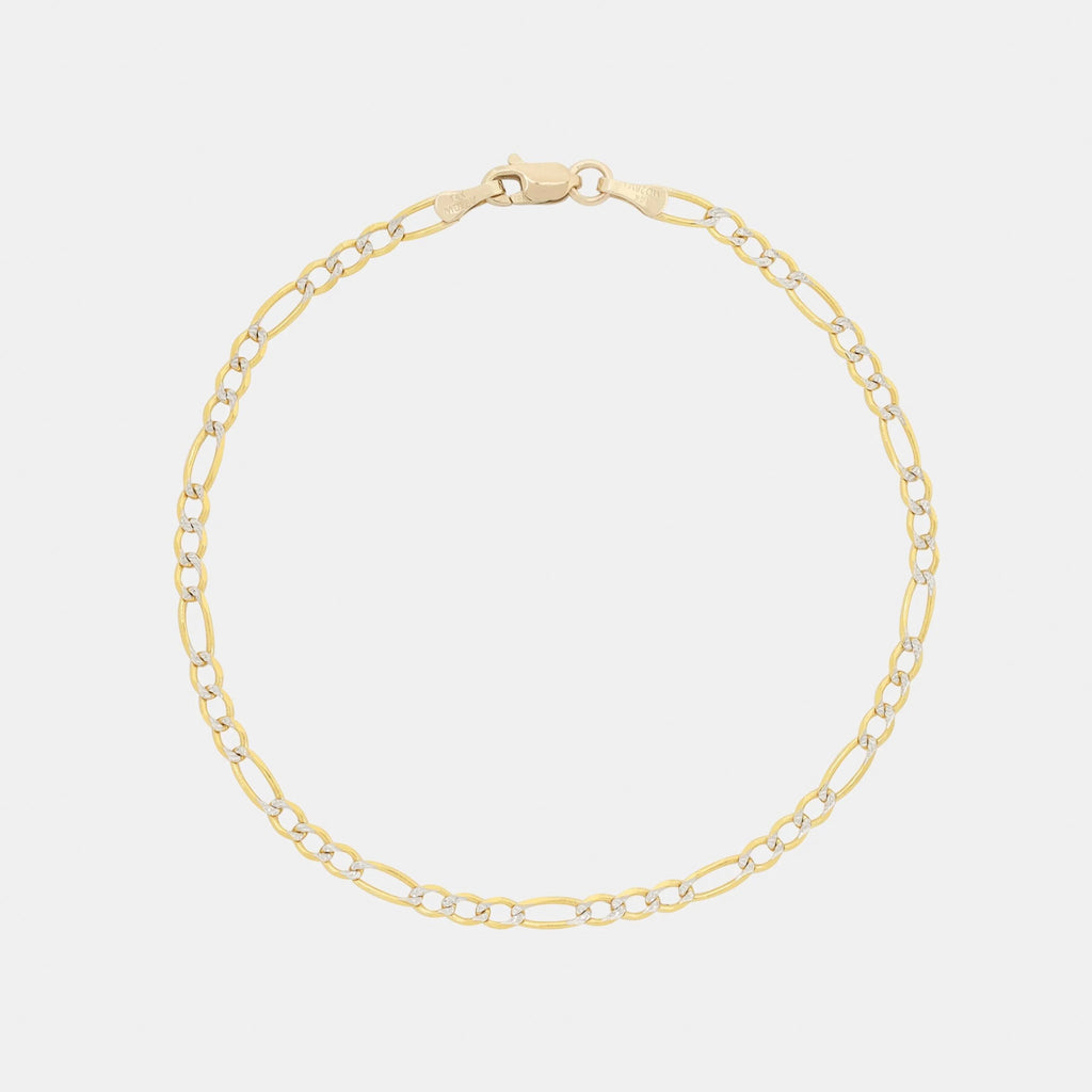 Figaro 3X1 Pave 3mm (Solid Gold) Bracelet