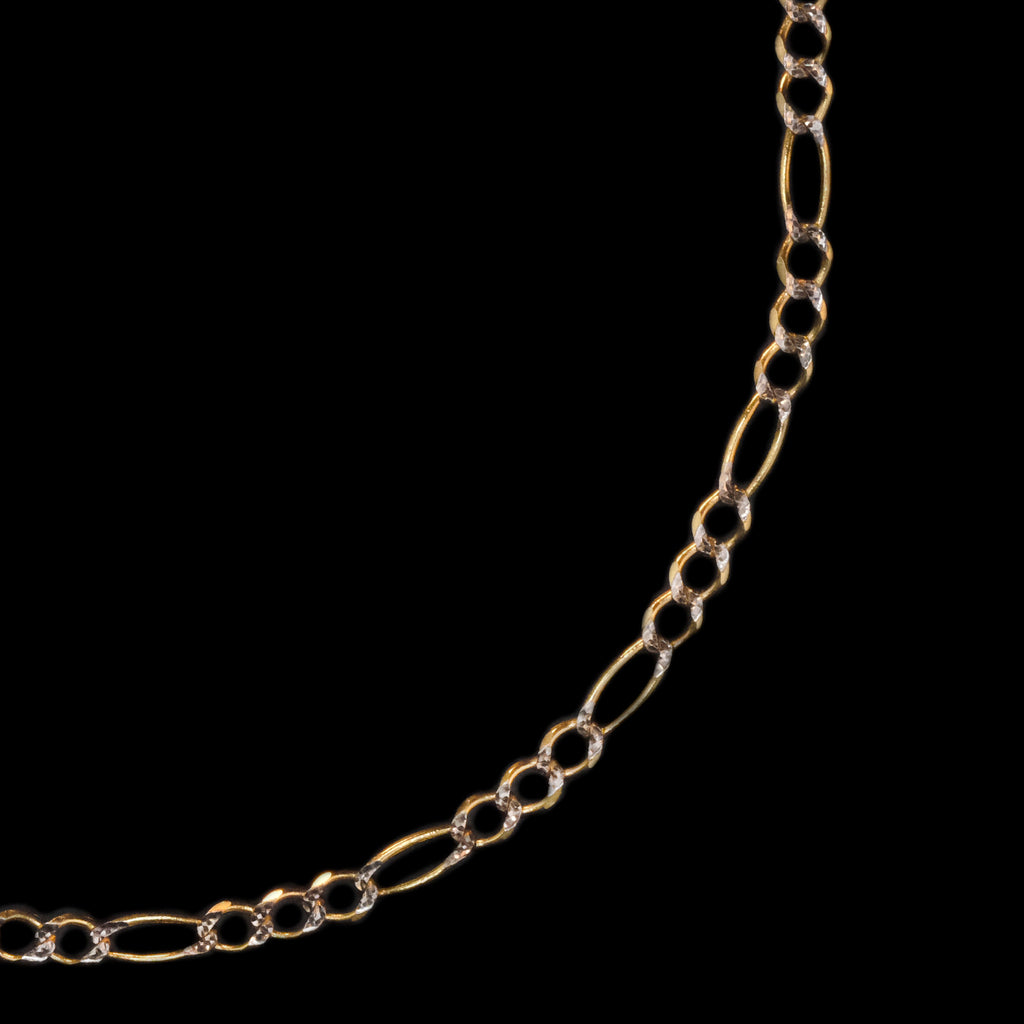 Figaro 3X1 Pave 3mm (Solid Gold) Bracelet