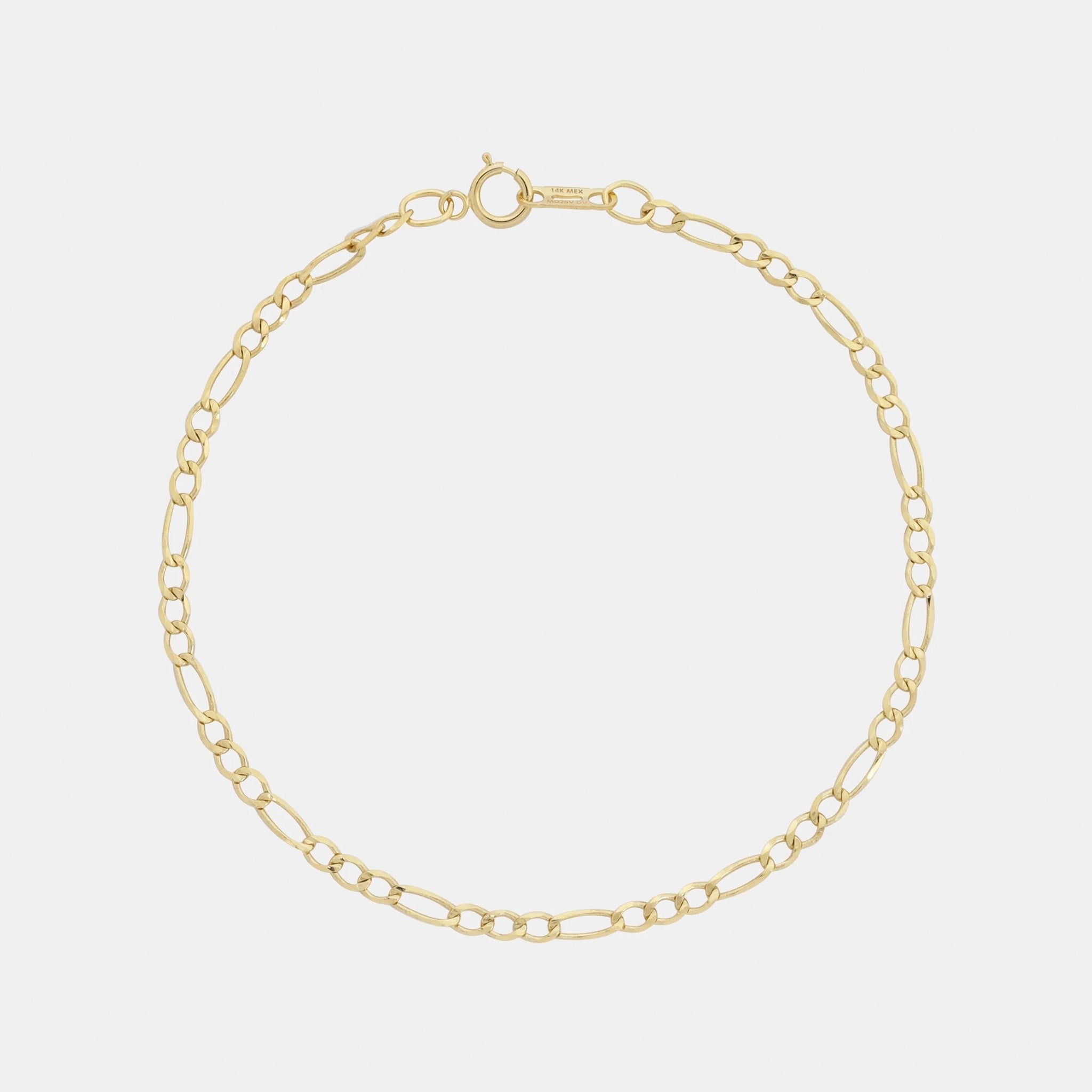 Figaro 3X1 2.5mm (Solid Gold) Bracelet