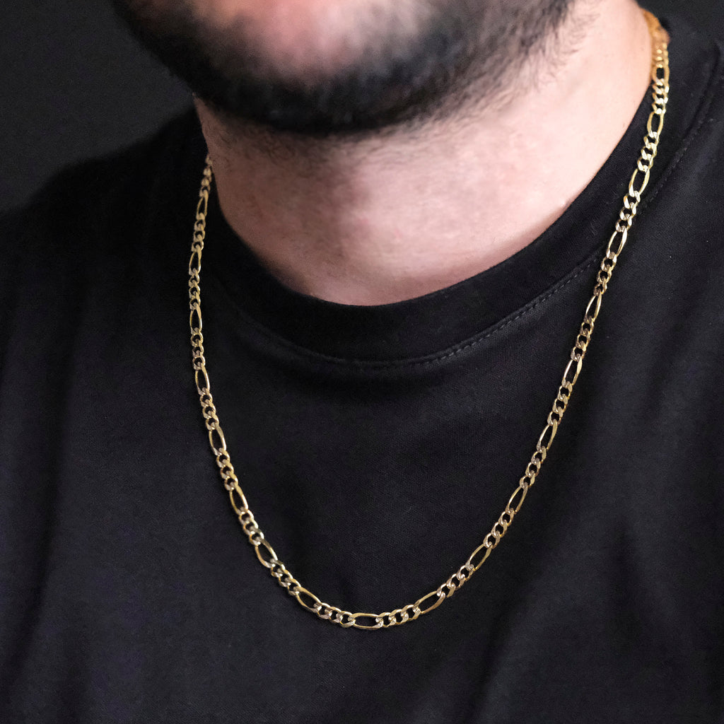 Figaro 3X1 Pave 5mm (Solid Gold) Chain