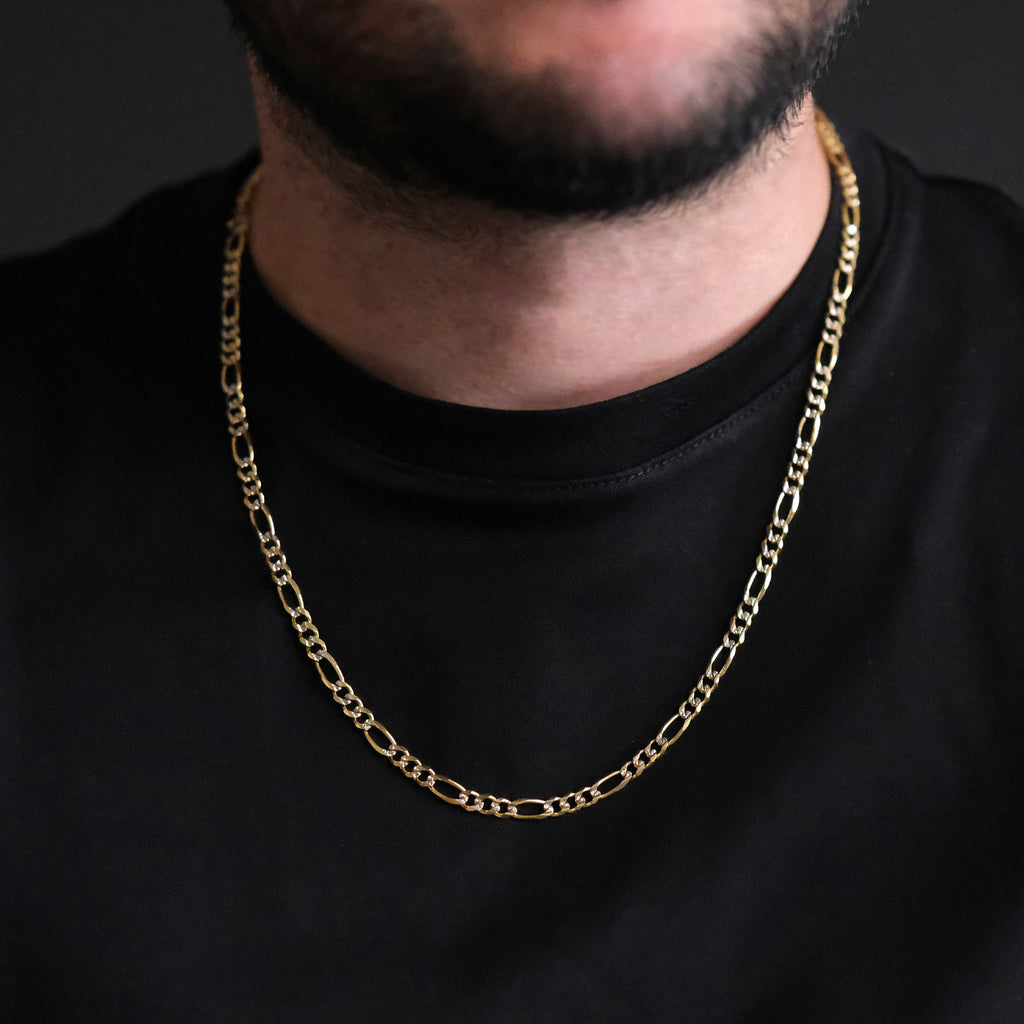 Figaro 3X1 Pave 5mm (Solid Gold) Chain