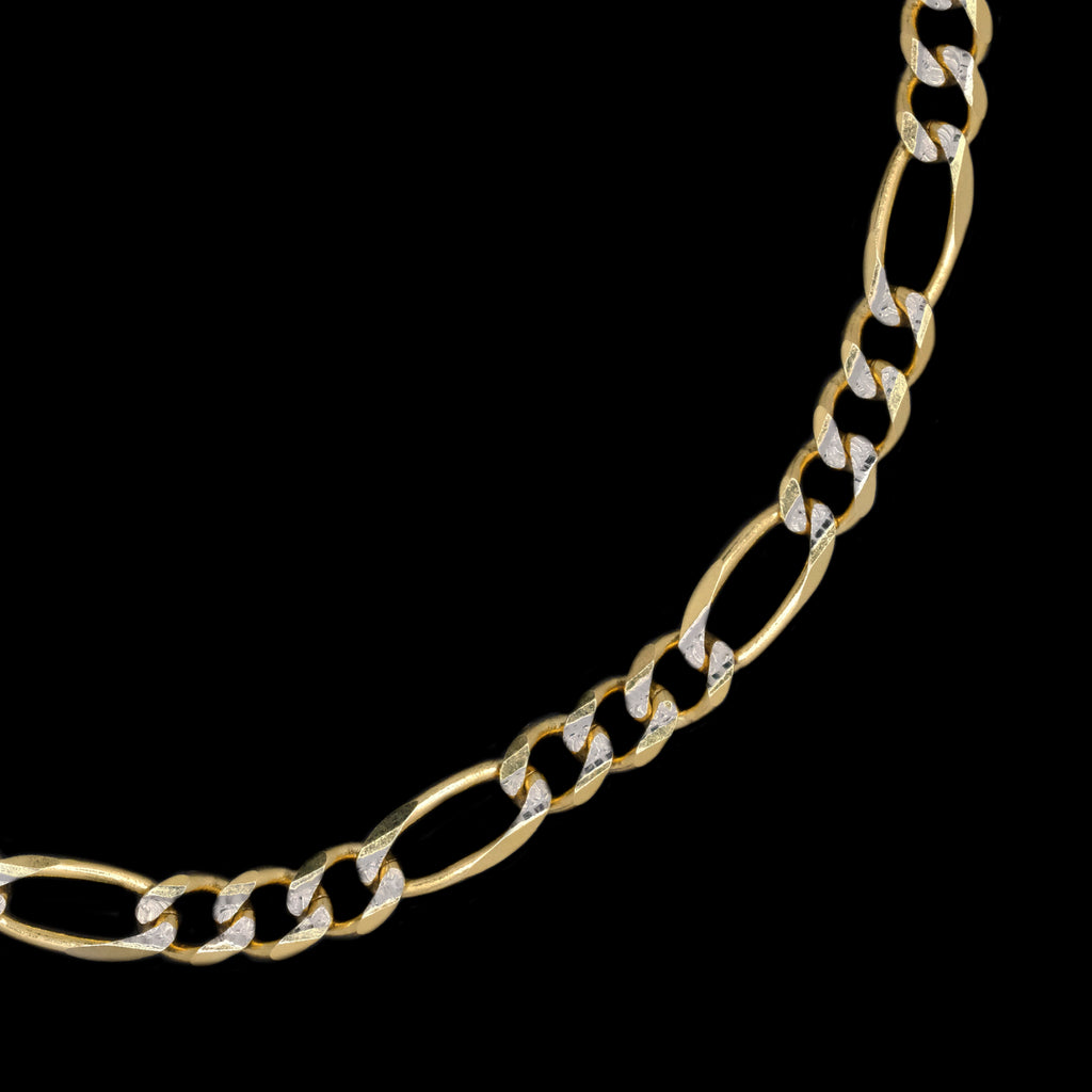 Figaro 3X1 Pave 5mm (Solid Gold) Chain
