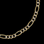 3x1 Figaro Pave 5mm Solid Gold Chain