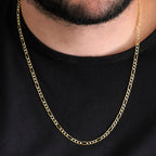 Figaro 3X1 Pave Open 4mm (Solid Gold) Chain
