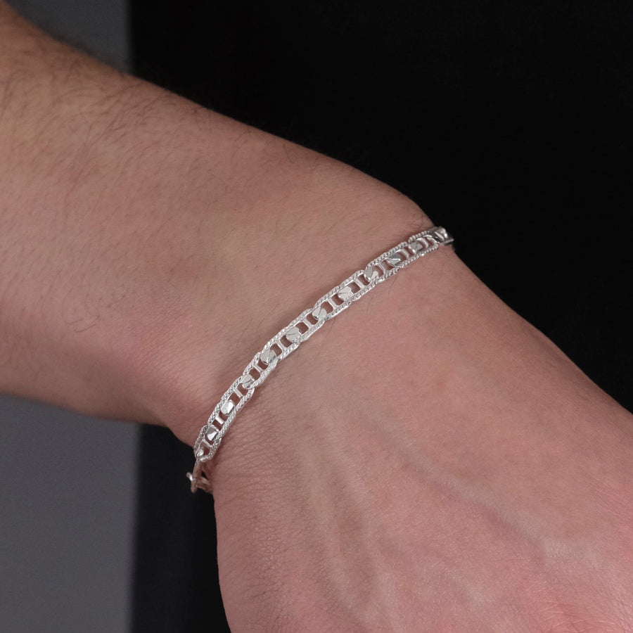 Danish Hammered Anchor 5mm (Silver) Bracelet