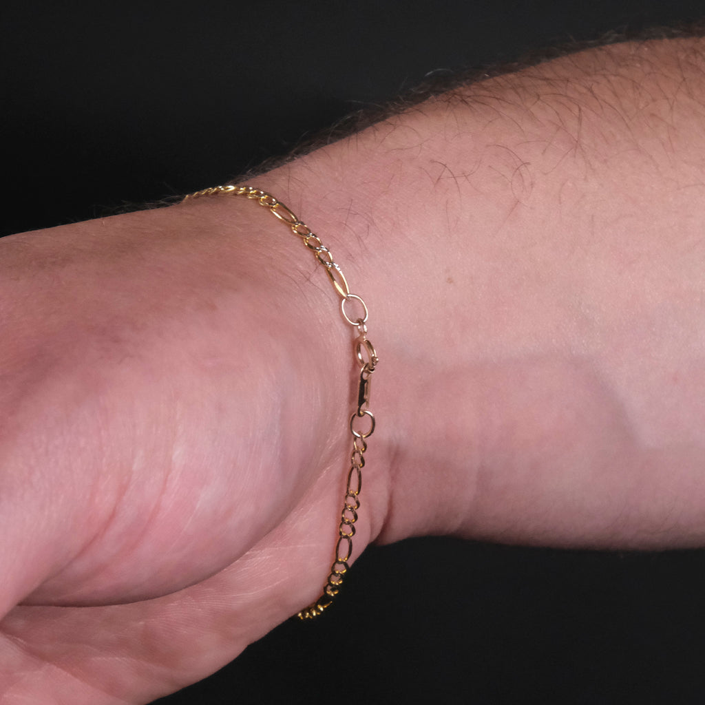 Figaro 3X1 Pave 2mm (Solid Gold) Bracelet