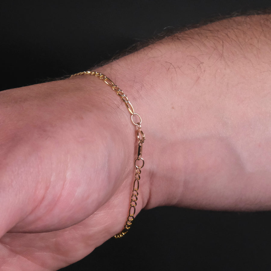 Figaro 3X1 Pave 2mm (Solid Gold) Bracelet
