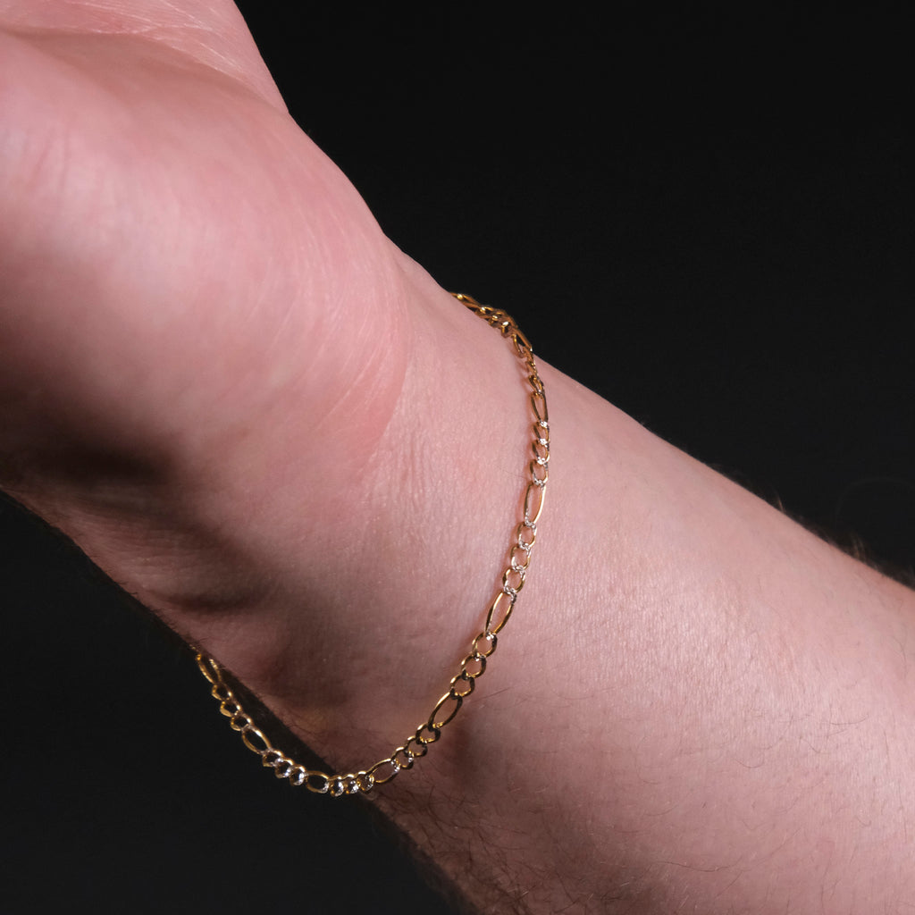 Figaro 3X1 Pave 2mm (Solid Gold) Bracelet