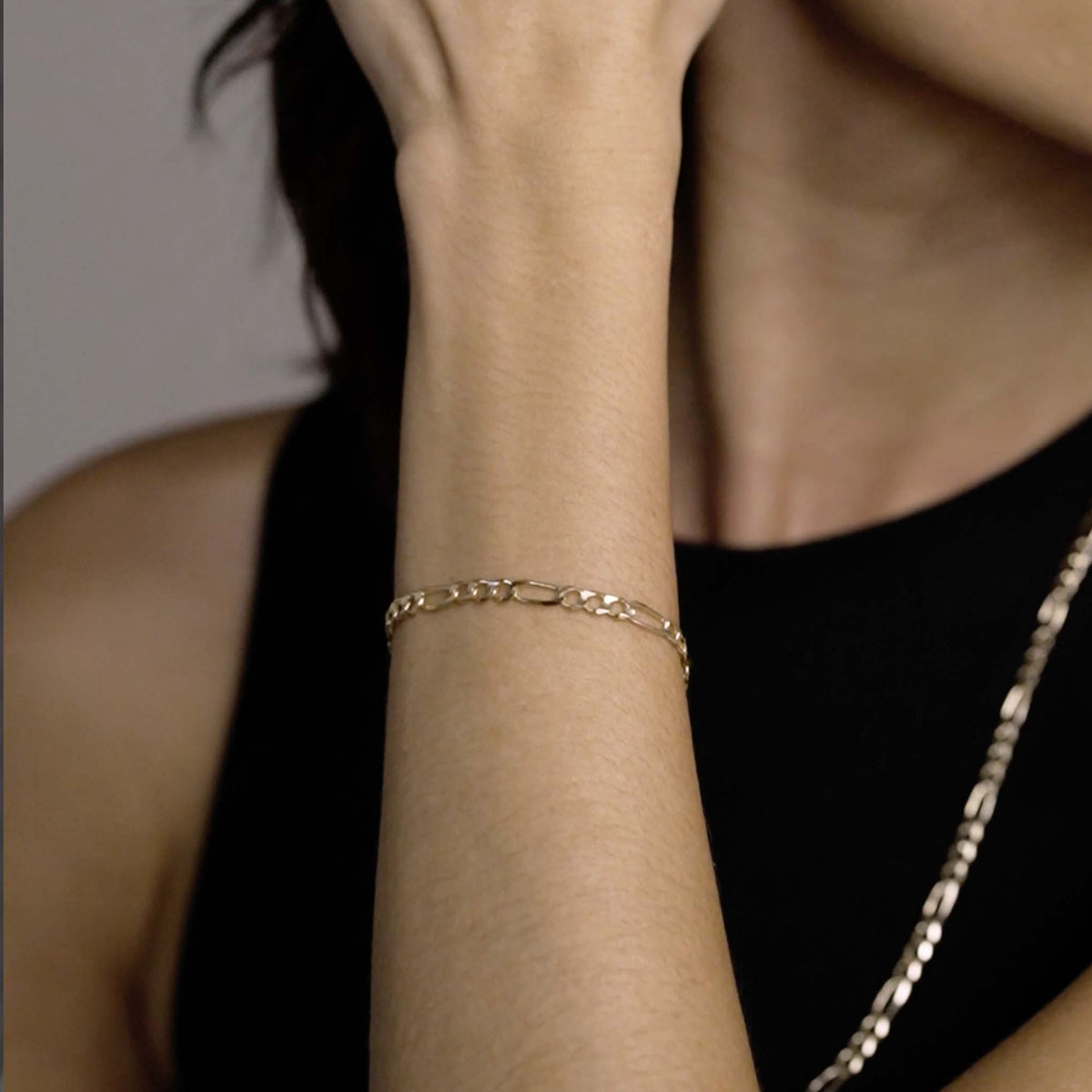 Figaro Bracelet 3+1 5mm Solid Gold