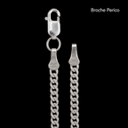 Broche perico y grabados de pulsera Cuban Link plata .925