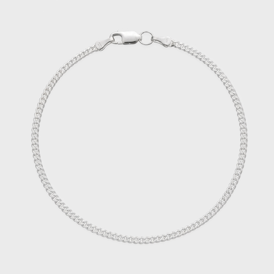Pulsera Cuban Link de plata .925 vista frontal.