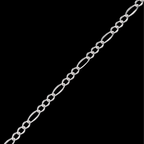 Detalle de eslabones de pulsera Figaro 3x1 2mm en plata .925