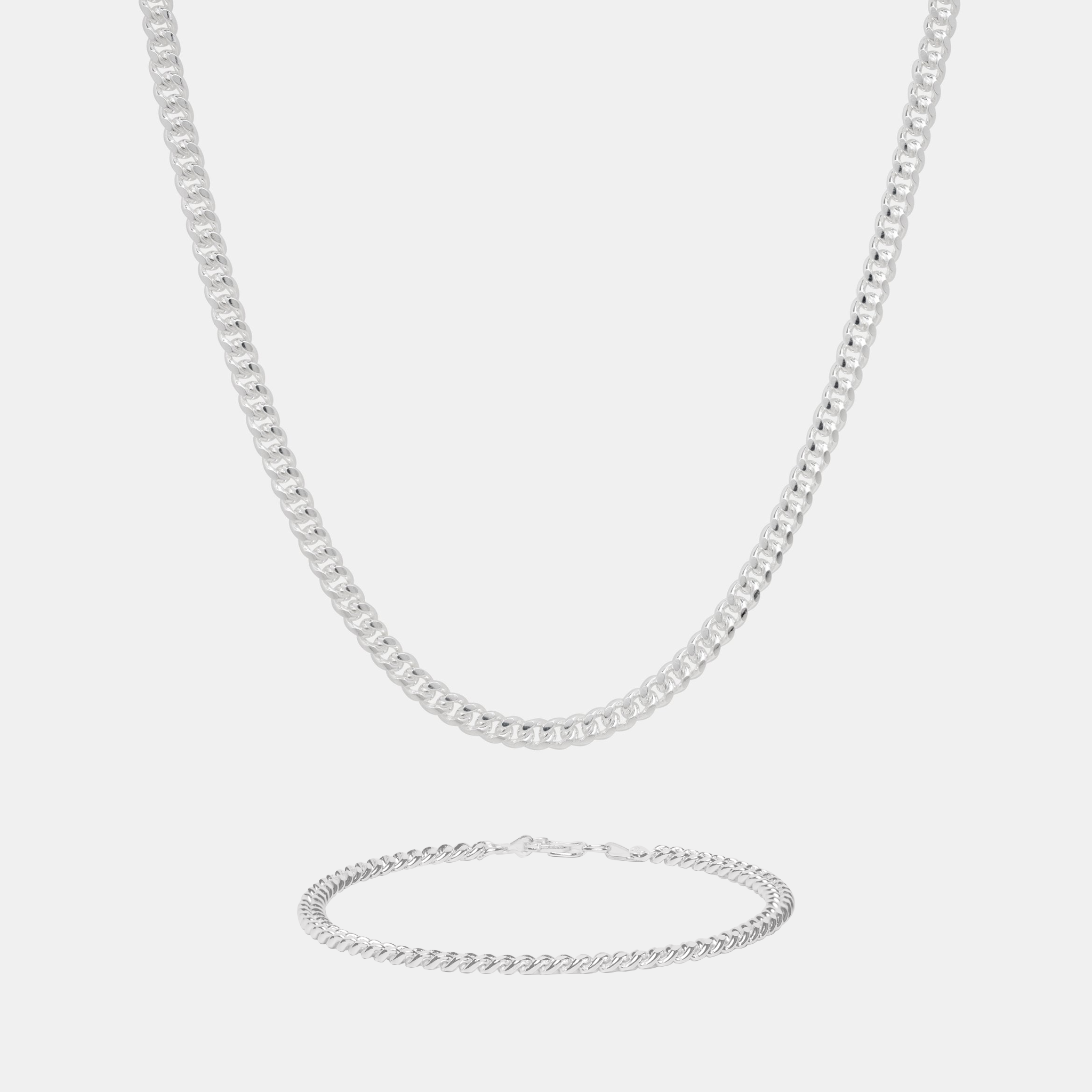 Set Cuban Link 4mm (Plata)