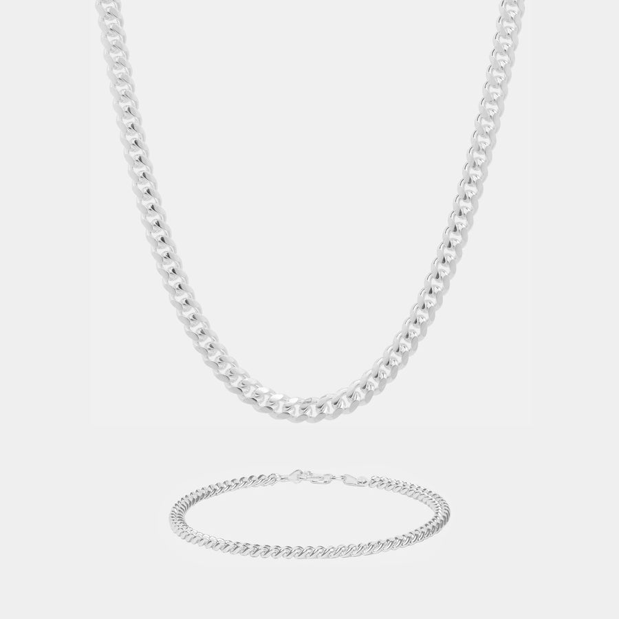Set Cuban Link 5mm (Plata)