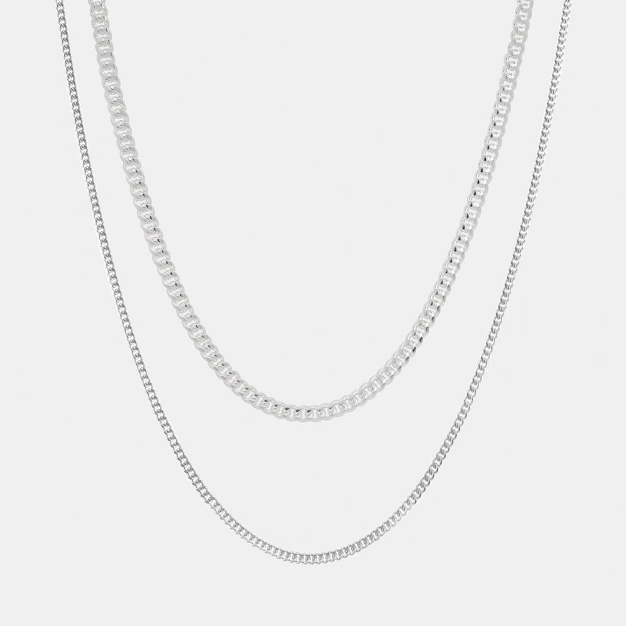 Stack Cuban Link 4mm and 2mm (Silver) Chain