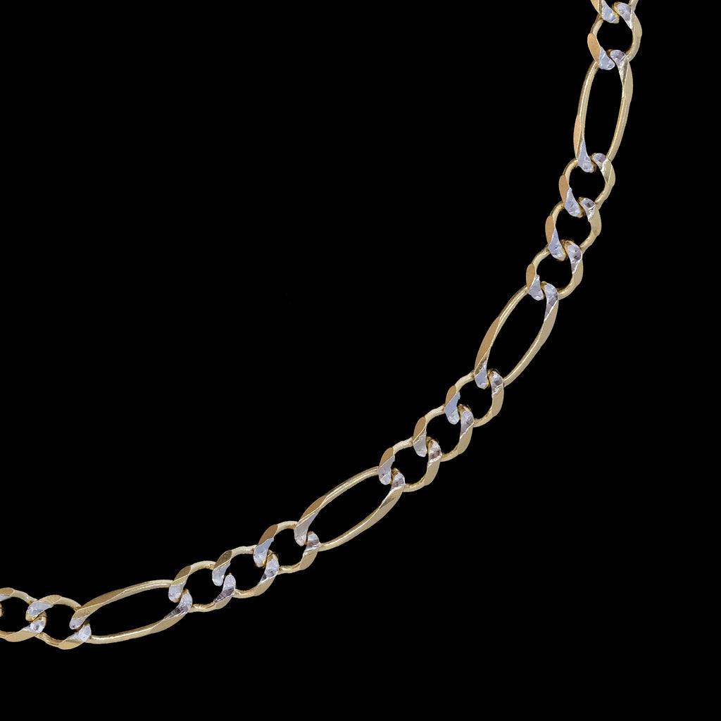 Figaro 3X1 Pave Open 4mm (Solid Gold) Chain