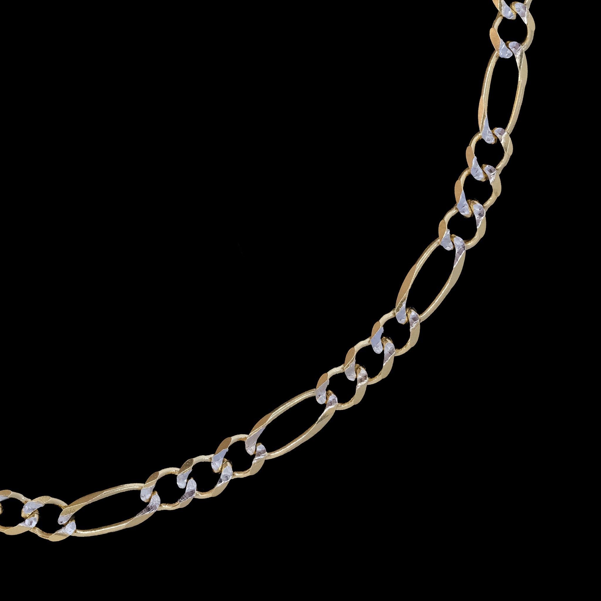 Figaro 3X1 Pave Open 4mm (Solid Gold) Chain