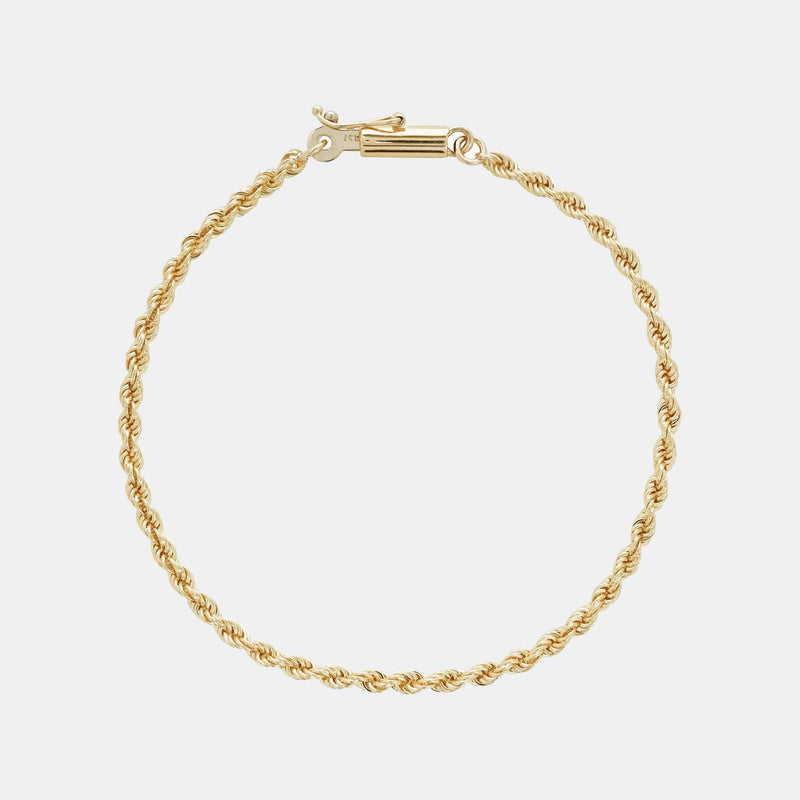 3mm Solid Gold Rope Bracelet