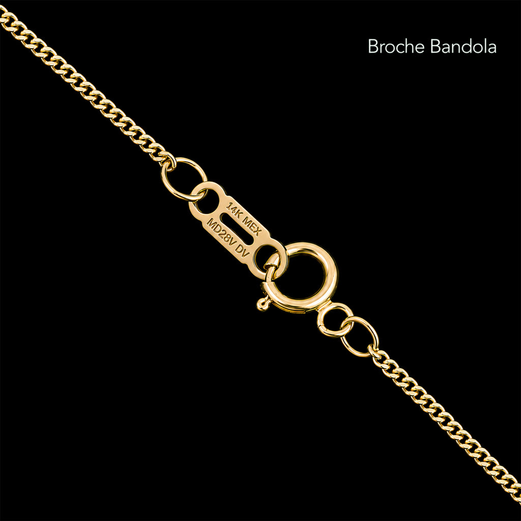 Detalle del broche de Cadena Cuban Link 1mm en oro sólido 14K