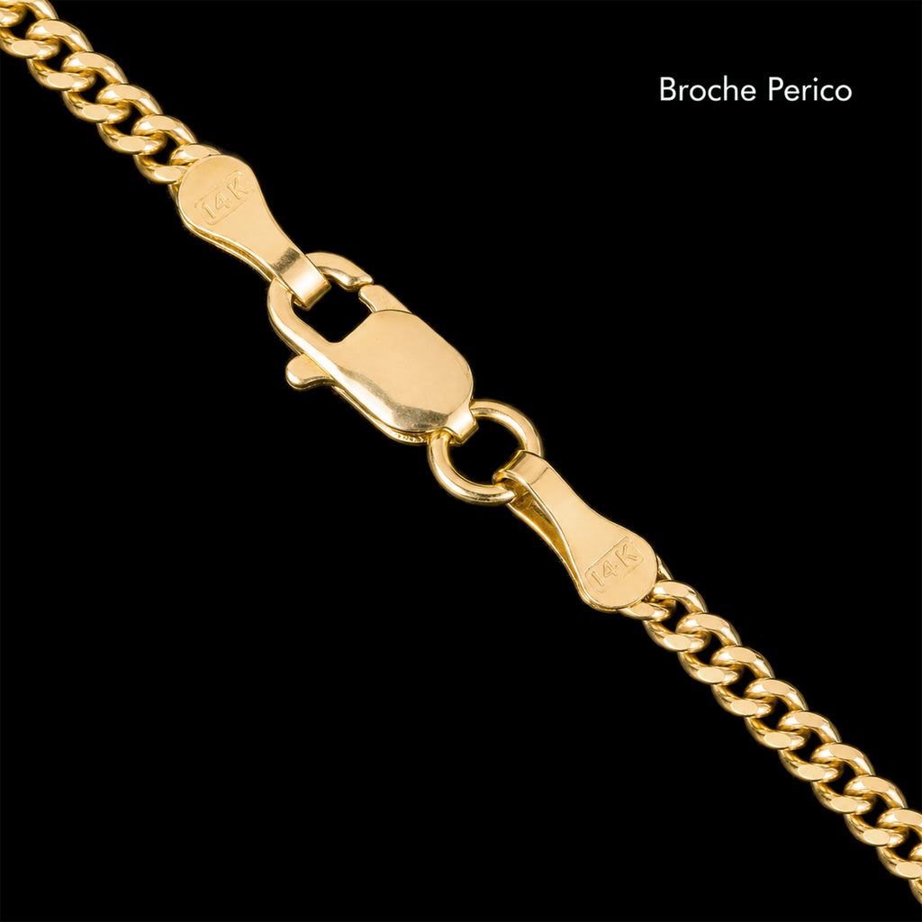 Detalle del broche de Cadena Cuban Link 2mm en oro sólido 14K